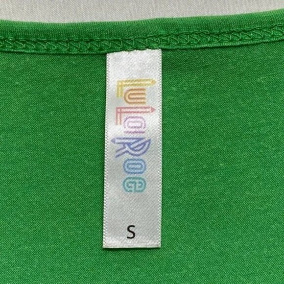 LuLaRoe Scoop Neck Tee Women's Small Bright Green Short Sleeve Cotton Blend GUC - Picture 3 of 4